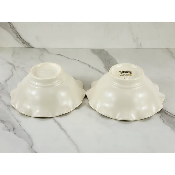 Pfaltzgraff Tea Rose Cereal Fruit Bowl 7" Fluted Pedestal Bowl 80's Stoneware x2 - Picture 10 of 16